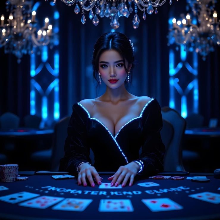 888mmr Live Casino ဒီလာများနှင့် Baccarat Card ကစားနေသောမြင်ကွင်း